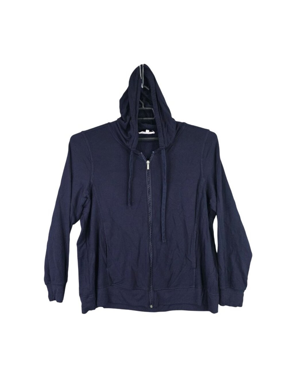 Womens Workshop Republic Clothing Navy Blue Full Zip Hoodie Modal Blend Size 1X